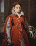 Alessandro Allori With the red dog lady oil painting artist